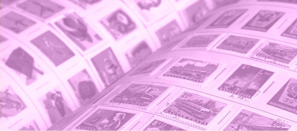a close-up of postage stamps